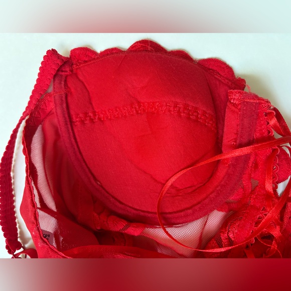 Lily  Red Lace-Up Sheer Top - Picture 11 of 15